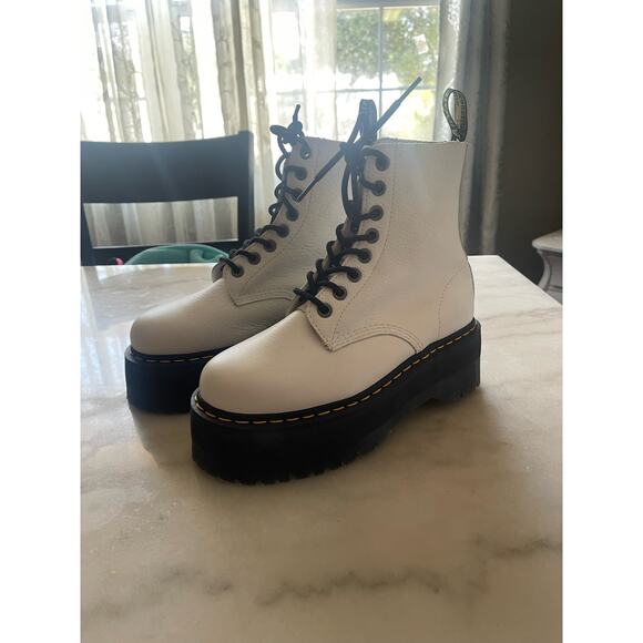 NEW Dr. Martens 1460 Pascal Max White Leather Platform Combat Boots - Picture 7 of 13